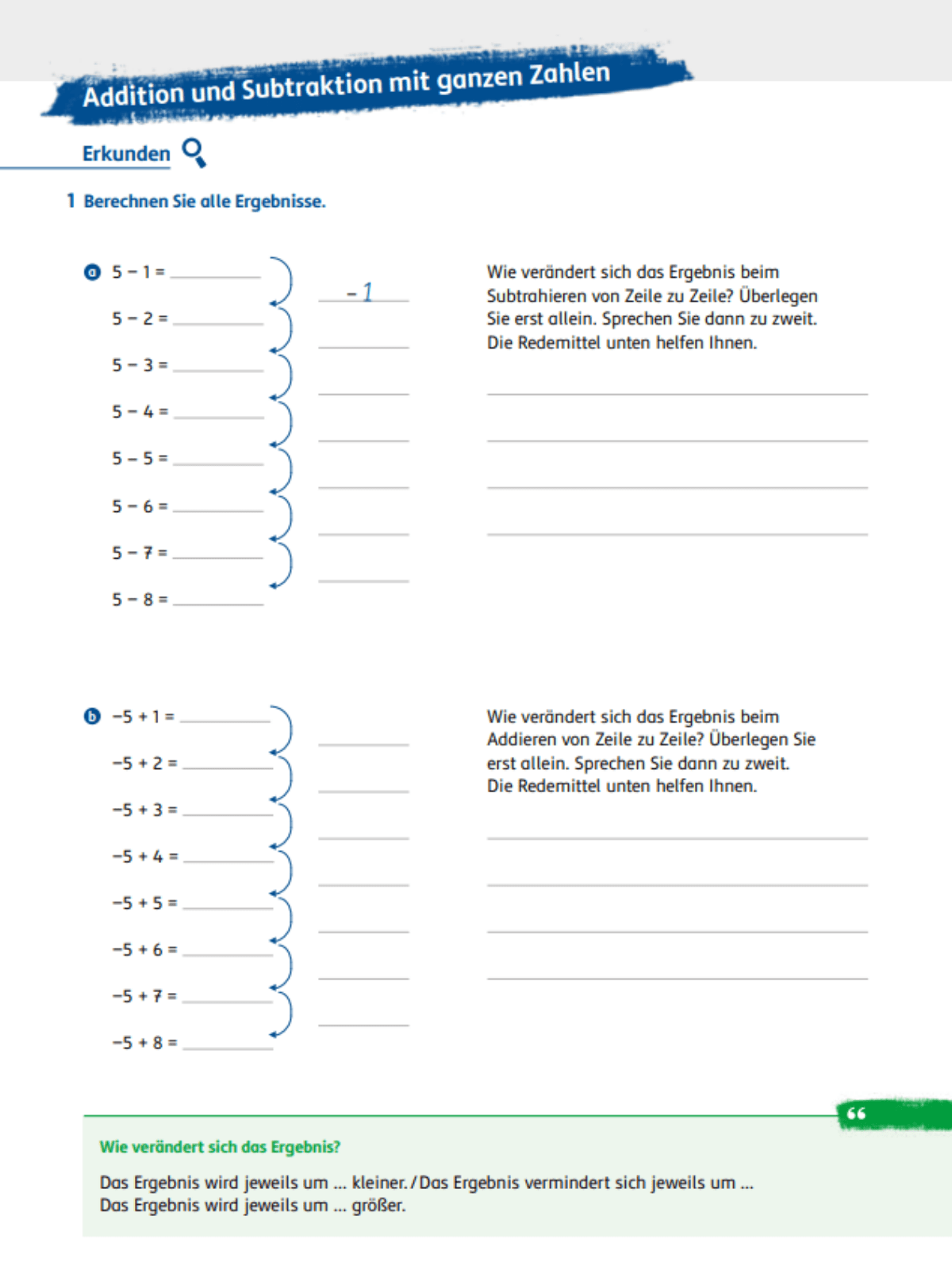Addition Und Subtraktion Mit Klammern Aufgaben Addition und Subtraktion mit ganzen Zahlen - SchlaU:Lernen